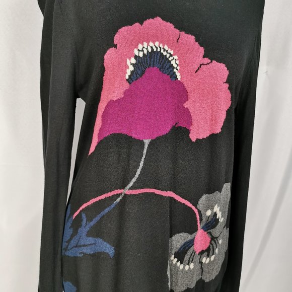 DKNY Donna Karen Silk & Cashmere Floral Sweater - Picture 3 of 6